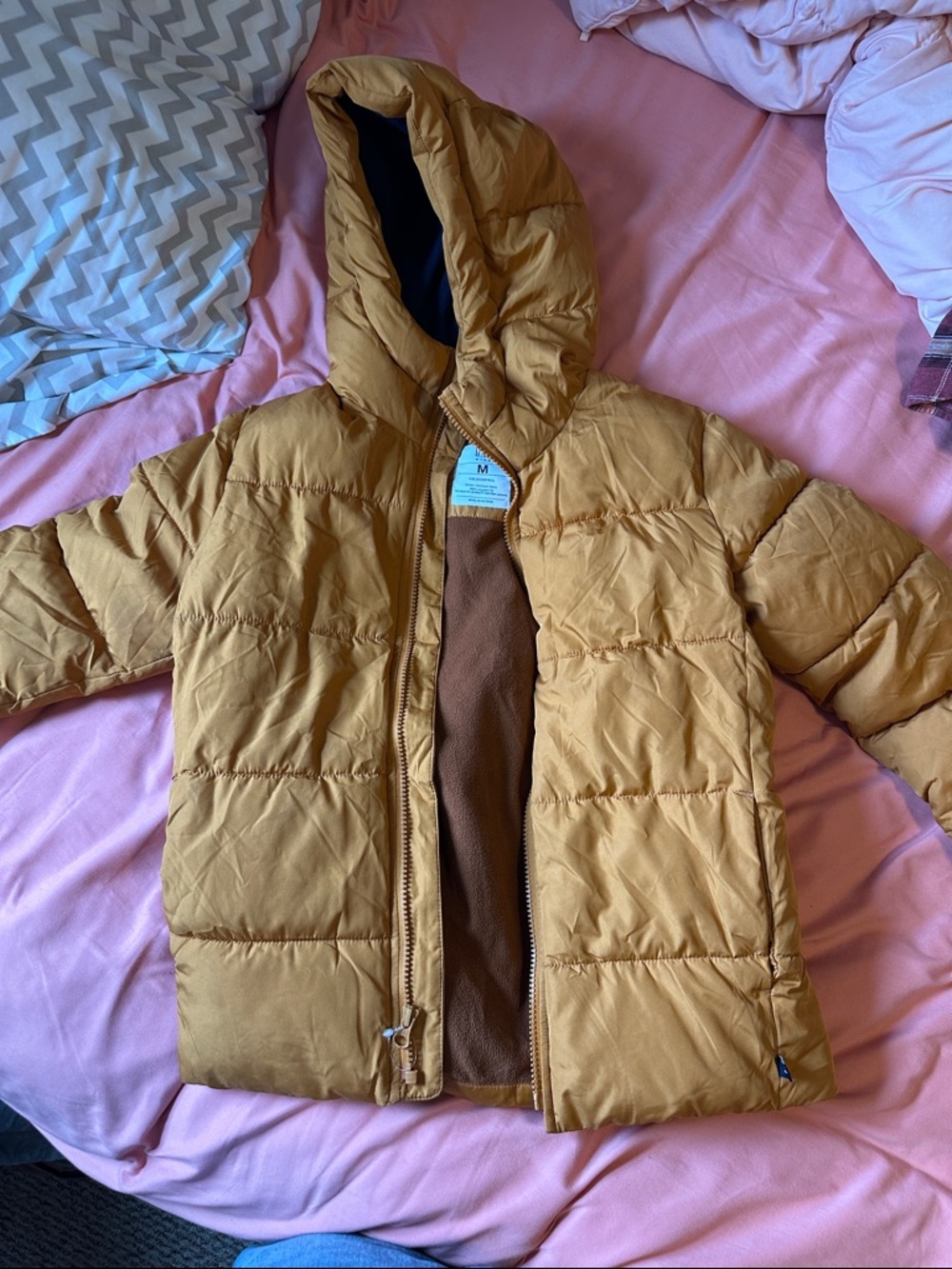 GAP Kids Hooded Puffer Jacket - Mustard
